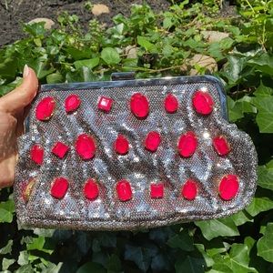 Unique Silver/ pink clutch